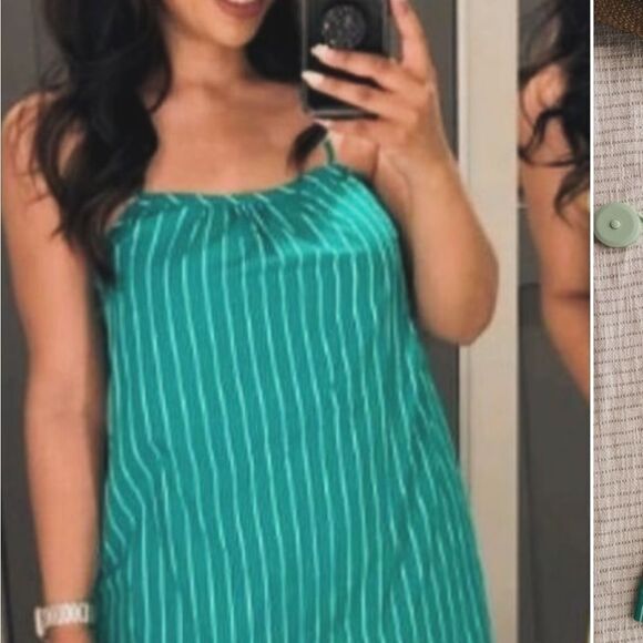 A New Day Green and White Striped Halter Dress - Picture 2 of 7